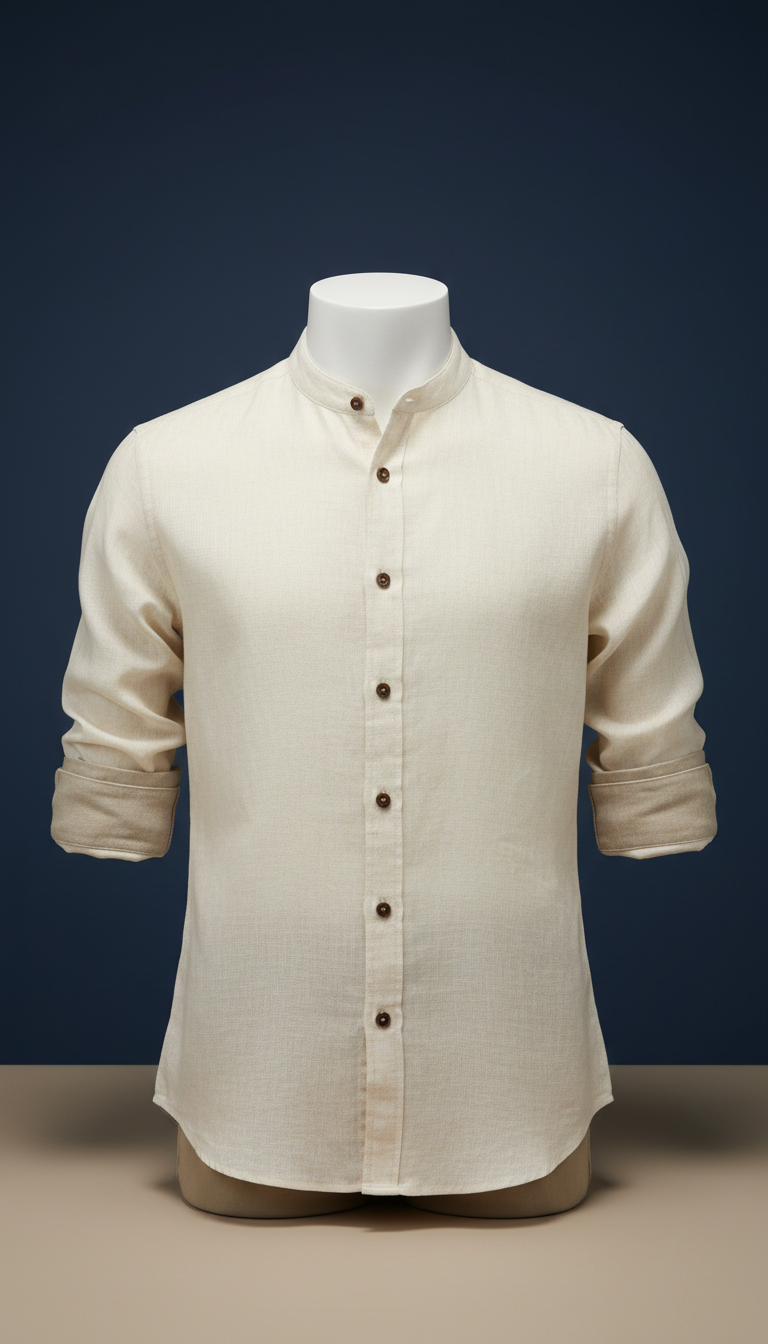 Camisa de lino marfil clásica